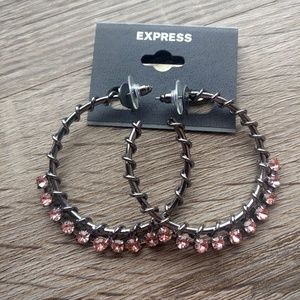 Express Jeweled Hoop Earrings one size